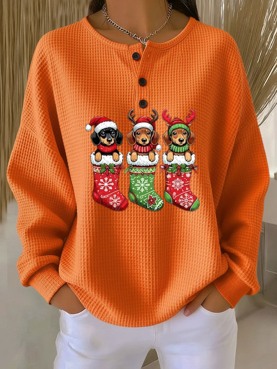 Sina | Retro Hundedesign Pullover Damen Weihnachten Lässig