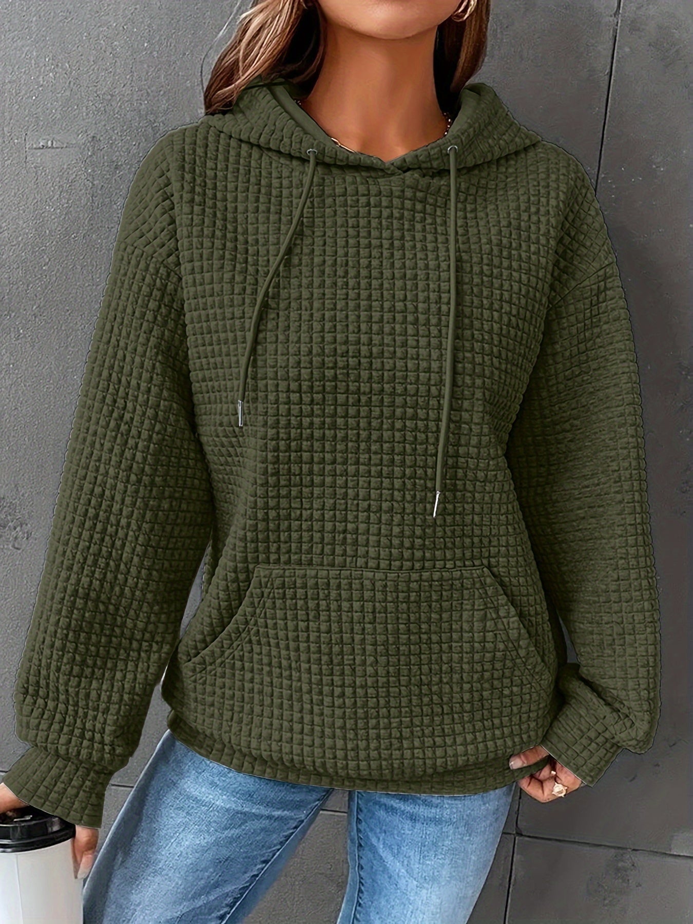 Mila | Waffelstrick Kapuzenpullover Damen