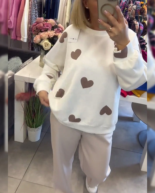 Jana | Damen Pullover Herzmotiv Lässig & Alltagstauglich