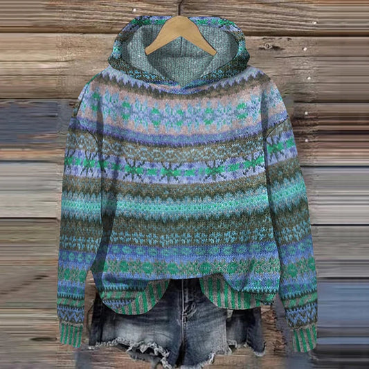 Marie | Damen Pullover mit Kapuze im trendigen Retro-Design