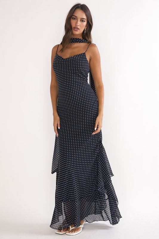 Nina | Damen Maxikleid navy modern elegant