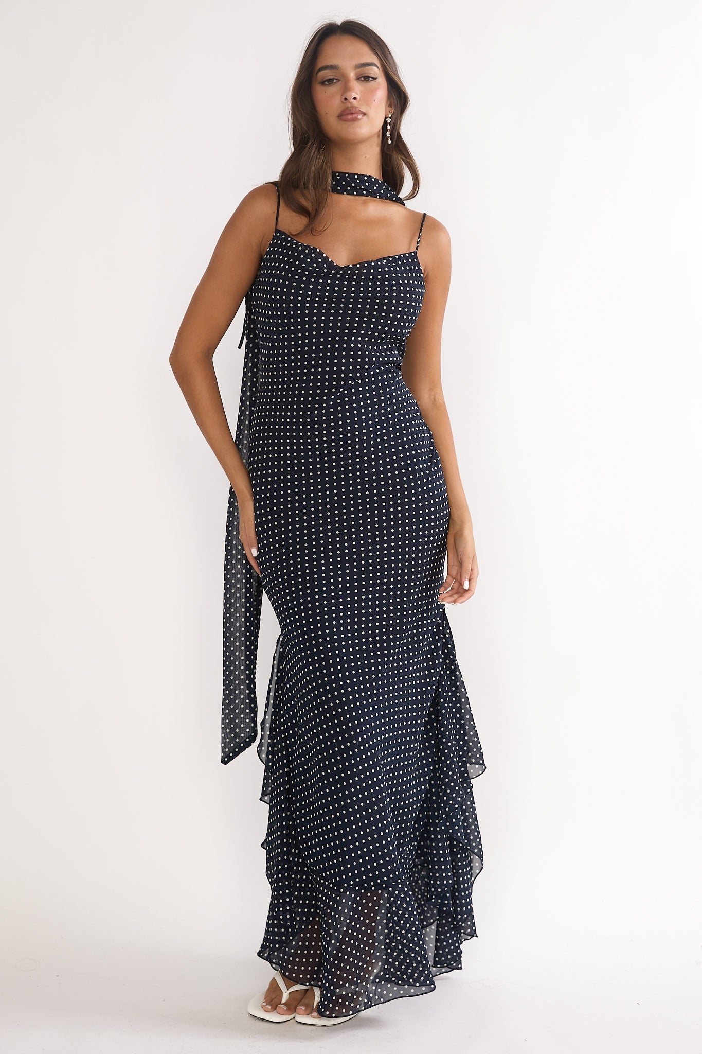 Nina | Damen Maxikleid navy modern elegant
