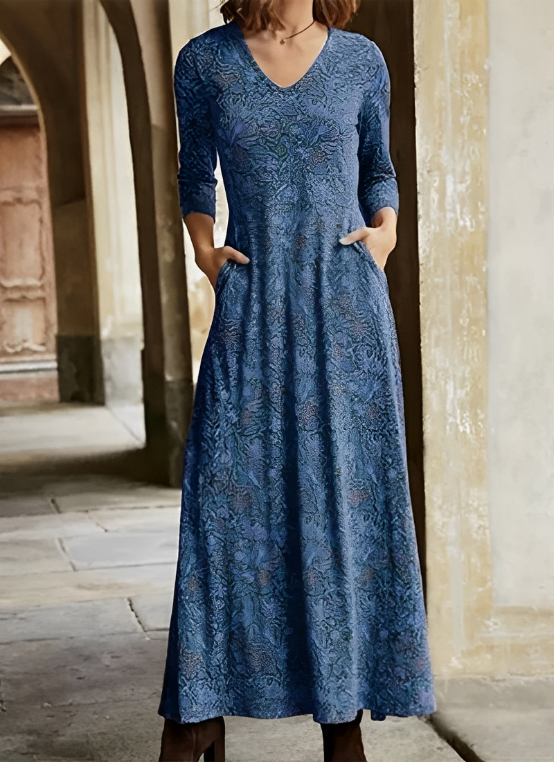 Emma | Stilvolles Maxikleid mit Retro-Muster