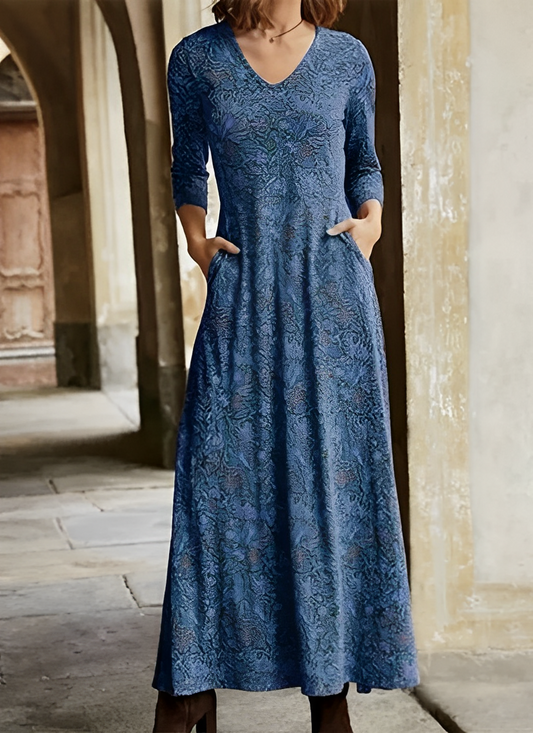 Emma | Stilvolles Maxikleid mit Retro-Muster