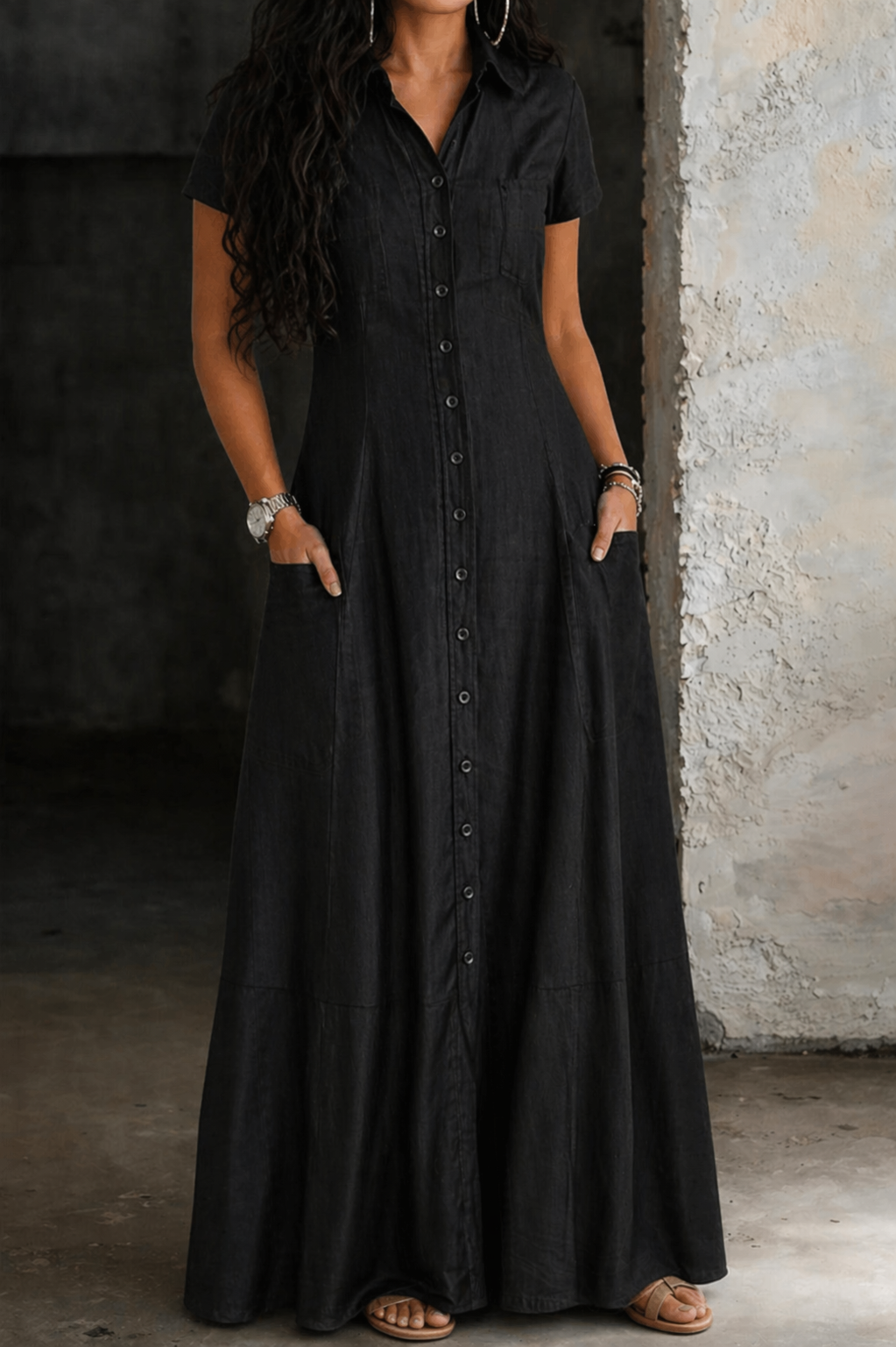 Lina | Langes Denim Kleid Elegant Look