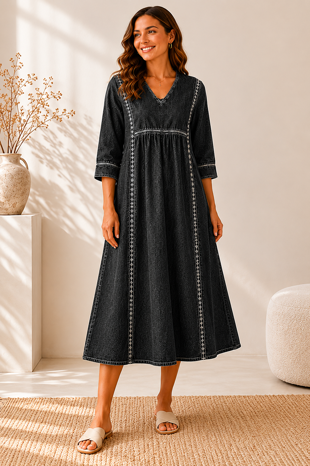 Amelie | Modisches Kleid Damen Denim Chic