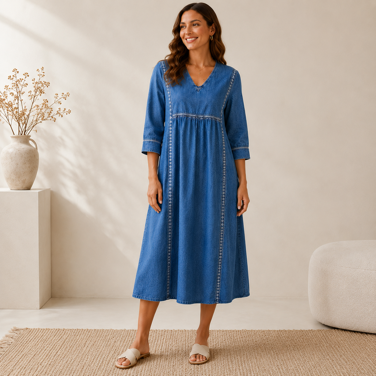Amelie | Modisches Kleid Damen Denim Chic