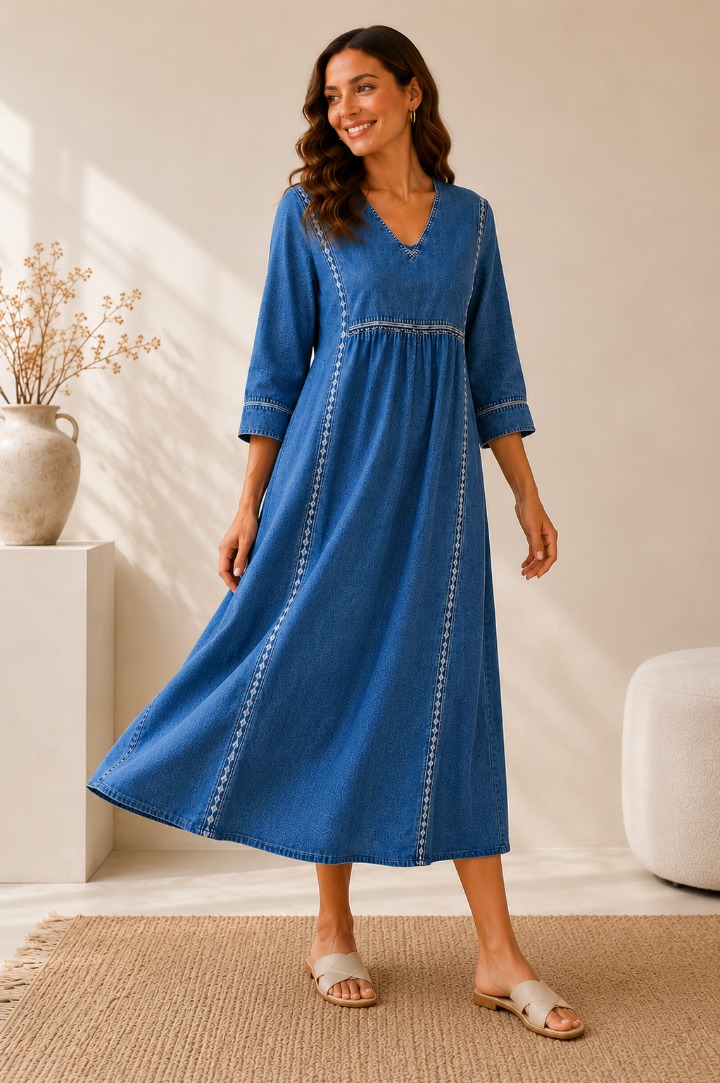 Amelie | Modisches Kleid Damen Denim Chic