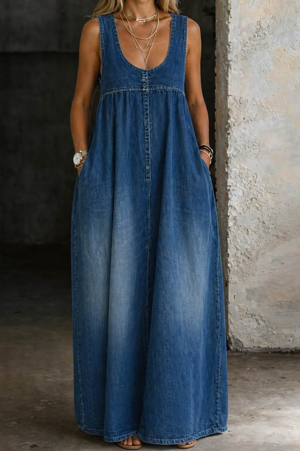 Livia | Modisches Denim Westen Kleid Damen Chic