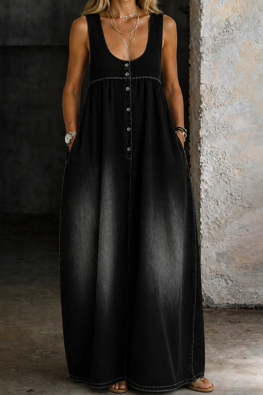 Livia | Modisches Denim Westen Kleid Damen Chic