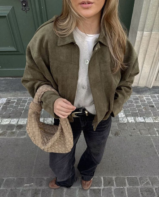 Sophie | Modische Wildlederjacke Damen im Pilotenlook