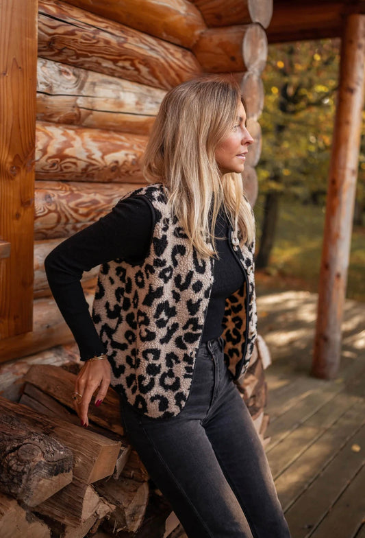 Elena | Stilvolle Leoparden-Strickweste für Damen