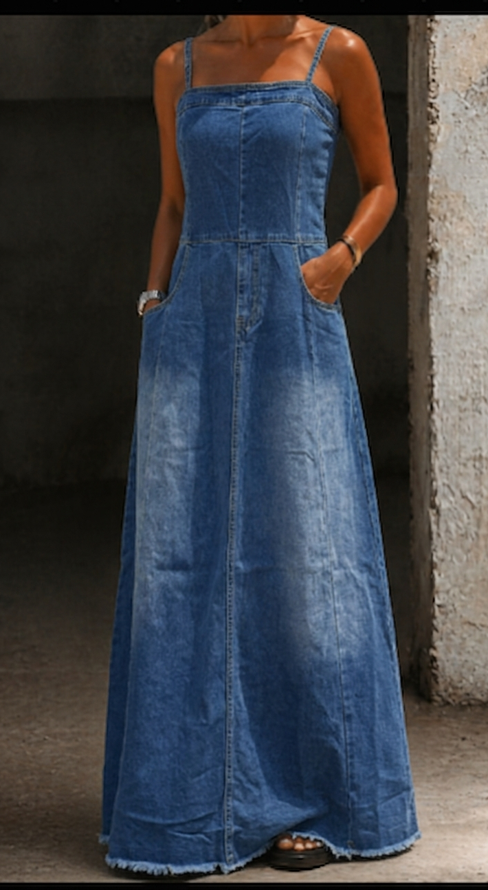Lara | Modisches Maxikleid Damen Chic Denim