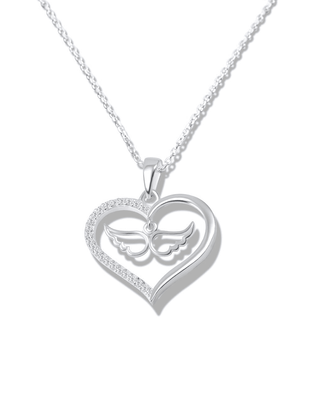 Nina | Stilvolle Damenkette mit Herz- und Engelanhänger