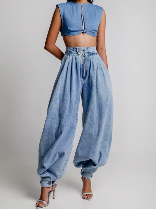 Helena | Damen High-Waist Balloon-Jeans für Alltag & Freizeit