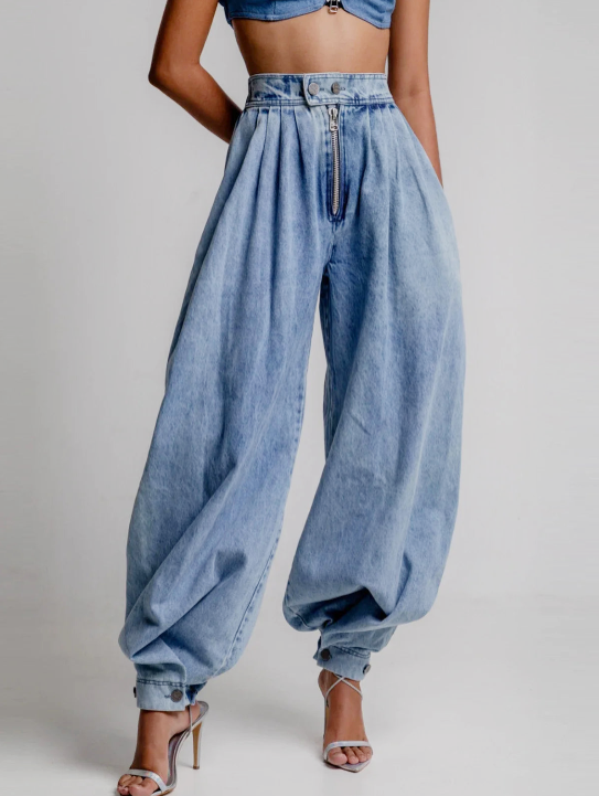 Helena | Damen High-Waist Balloon-Jeans für Alltag & Freizeit