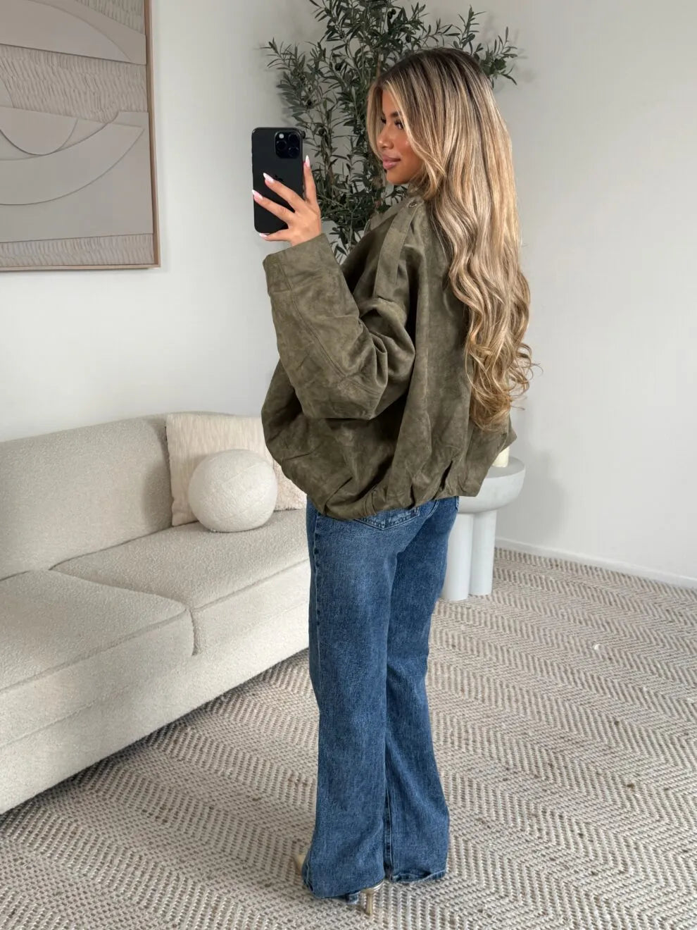 Jasmin | Trendige Jacke aus Wildleder mit Taschen