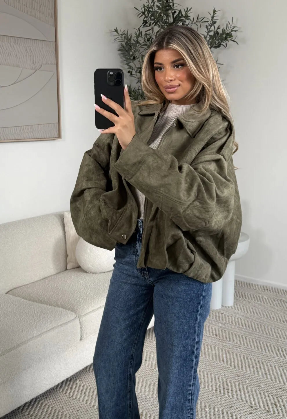 Jasmin | Trendige Jacke aus Wildleder mit Taschen