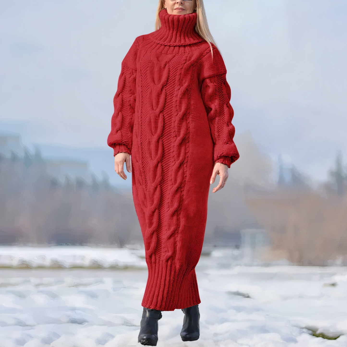 Mara | Damen Maxikleid Strick lang & stilvoll gestaltet
