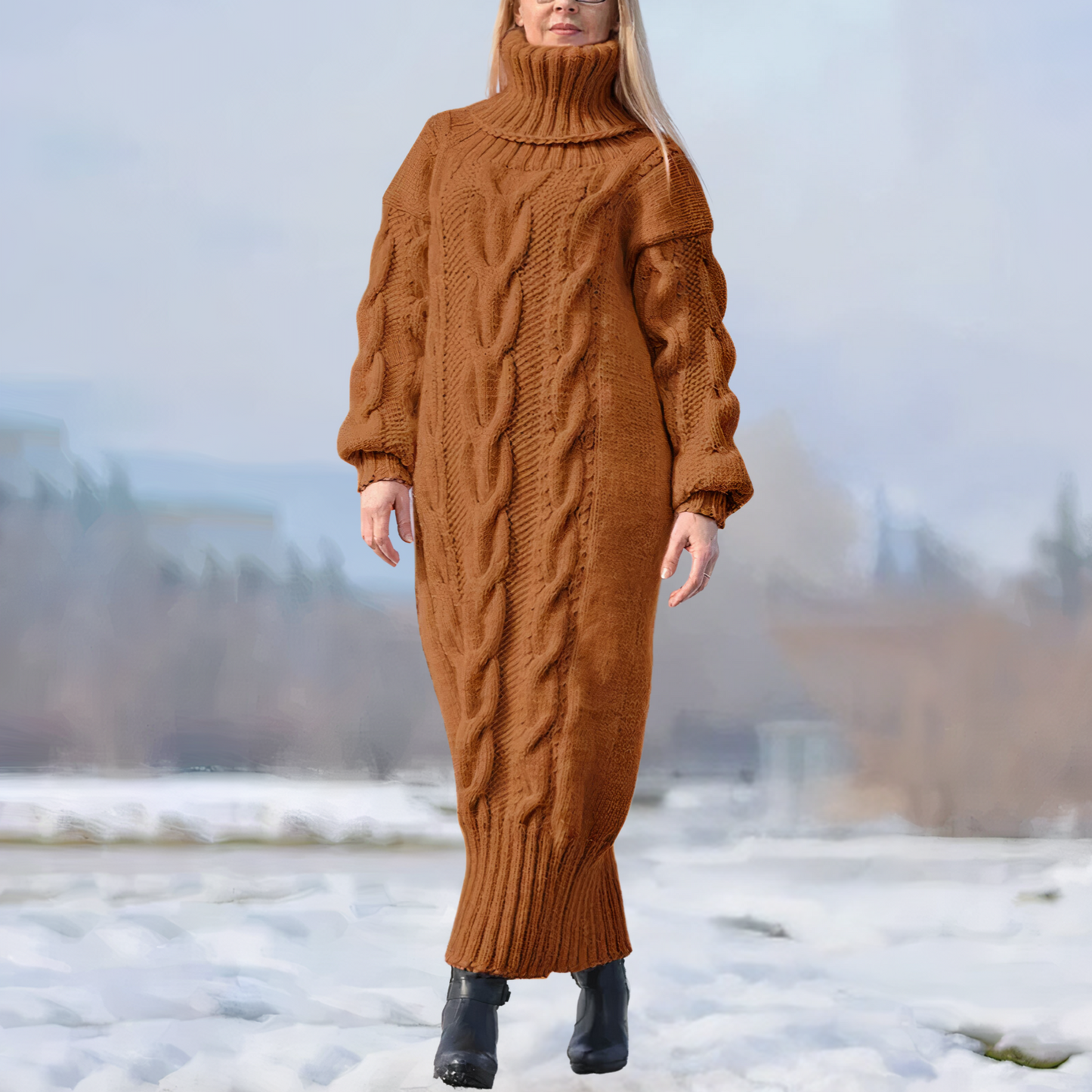 Mara | Damen Maxikleid Strick lang & stilvoll gestaltet