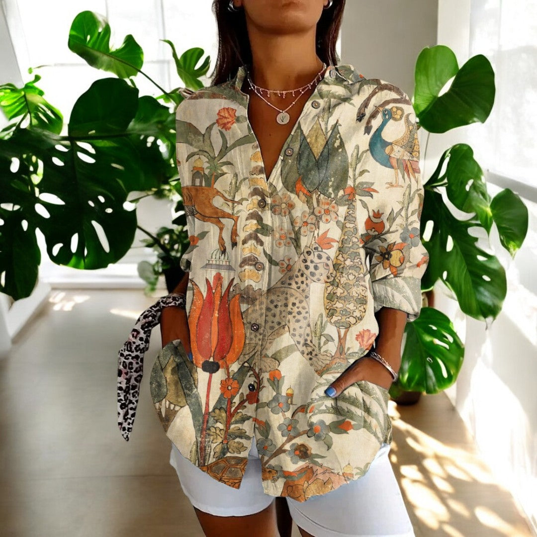 Helena | Vintage Damenbluse mit elegantem Blumenmuster