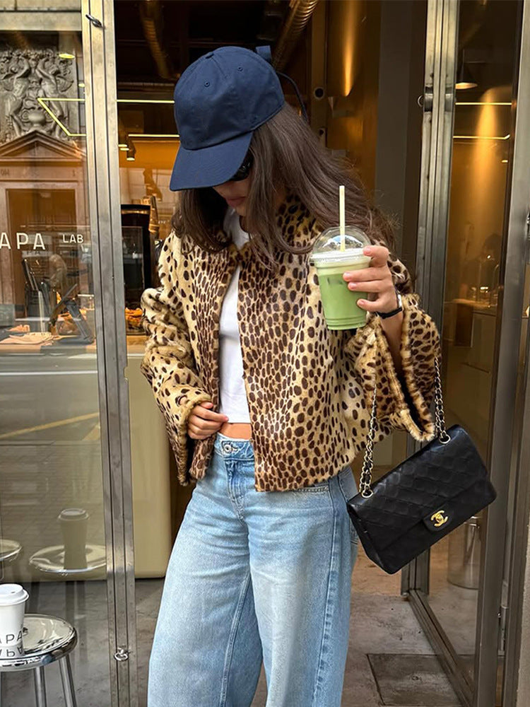 Leonie | Kurzjacke Damen stylisch im Leoparden-Design