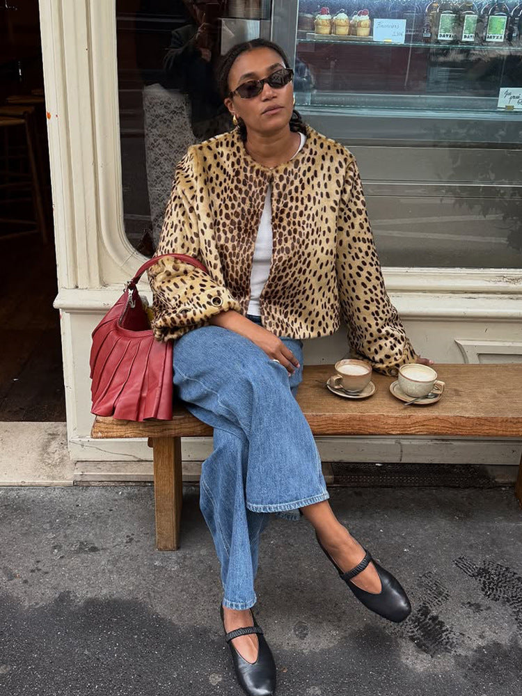Leonie | Kurzjacke Damen stylisch im Leoparden-Design