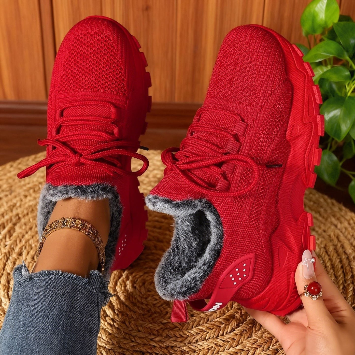 Valentina | Stylische Damen-Sneaker im Fleece-Look