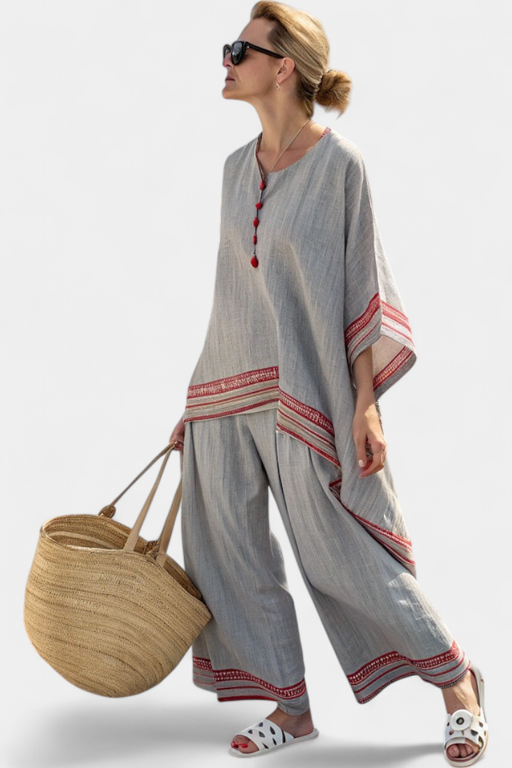 Clara | Asymmetrische Bluse mit Weithose