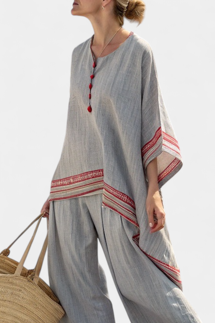 Clara | Asymmetrische Bluse mit Weithose