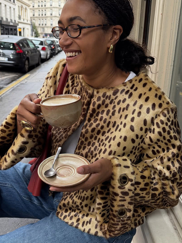 Leonie | Kurzjacke Damen stylisch im Leoparden-Design