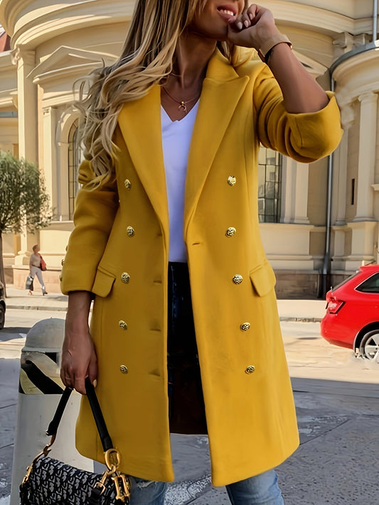 Emma | Langer Damenmantel mit edlem Kragen im Winterlook