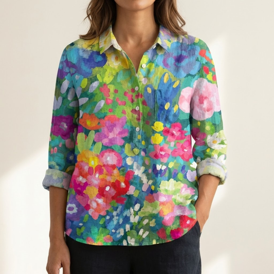 Marie | Feminines Leinenhemd mit Muster Damen