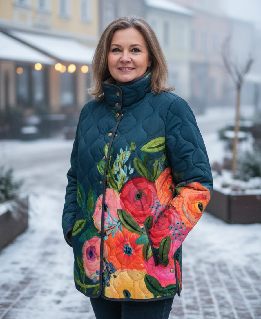Lara | Stylische Damenjacke Mit Gequiltetem Blumenprint