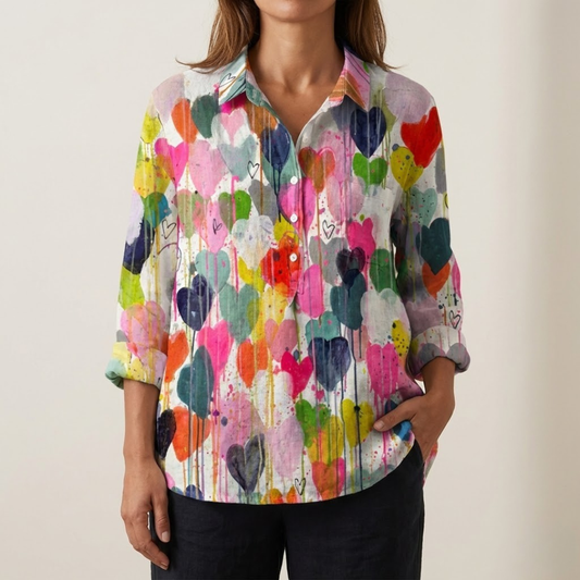 Hanna | Zeitloses Leinenhemd mit Muster Damen