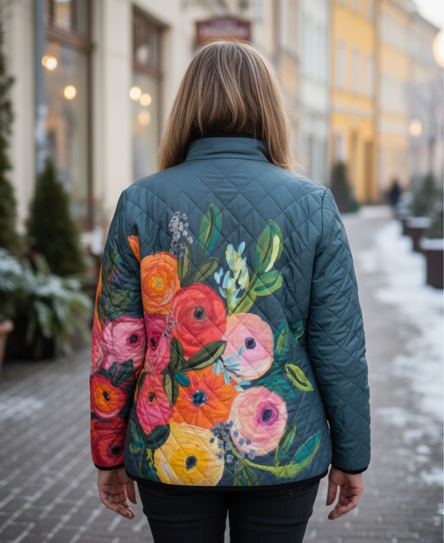 Lara | Stylische Damenjacke Mit Gequiltetem Blumenprint