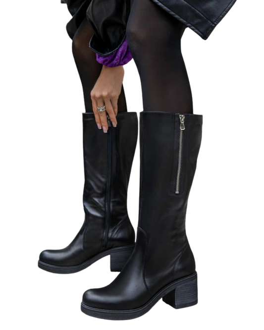 Lina | Elegante Lederstiefel mit mittlerem Absatz