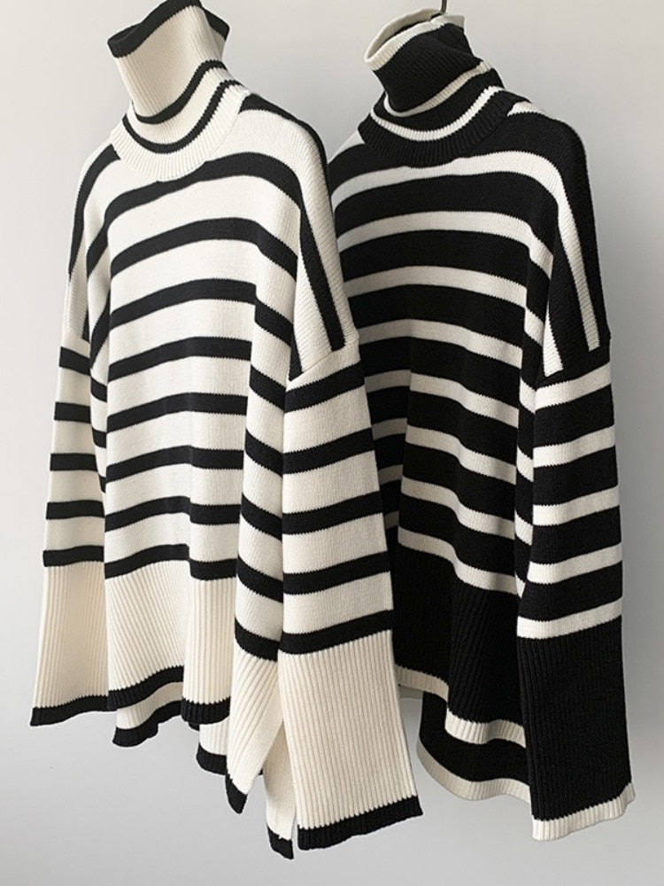 Leonie | Weicher Streifenpullover mit klassischem Kragen
