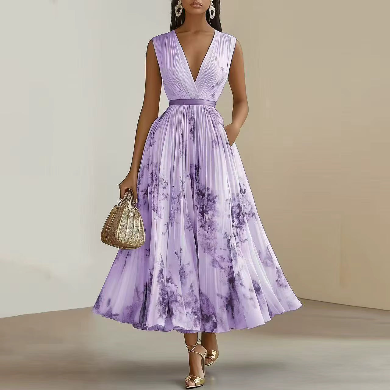Lena | Damen Maxikleid elegant modern plissiert