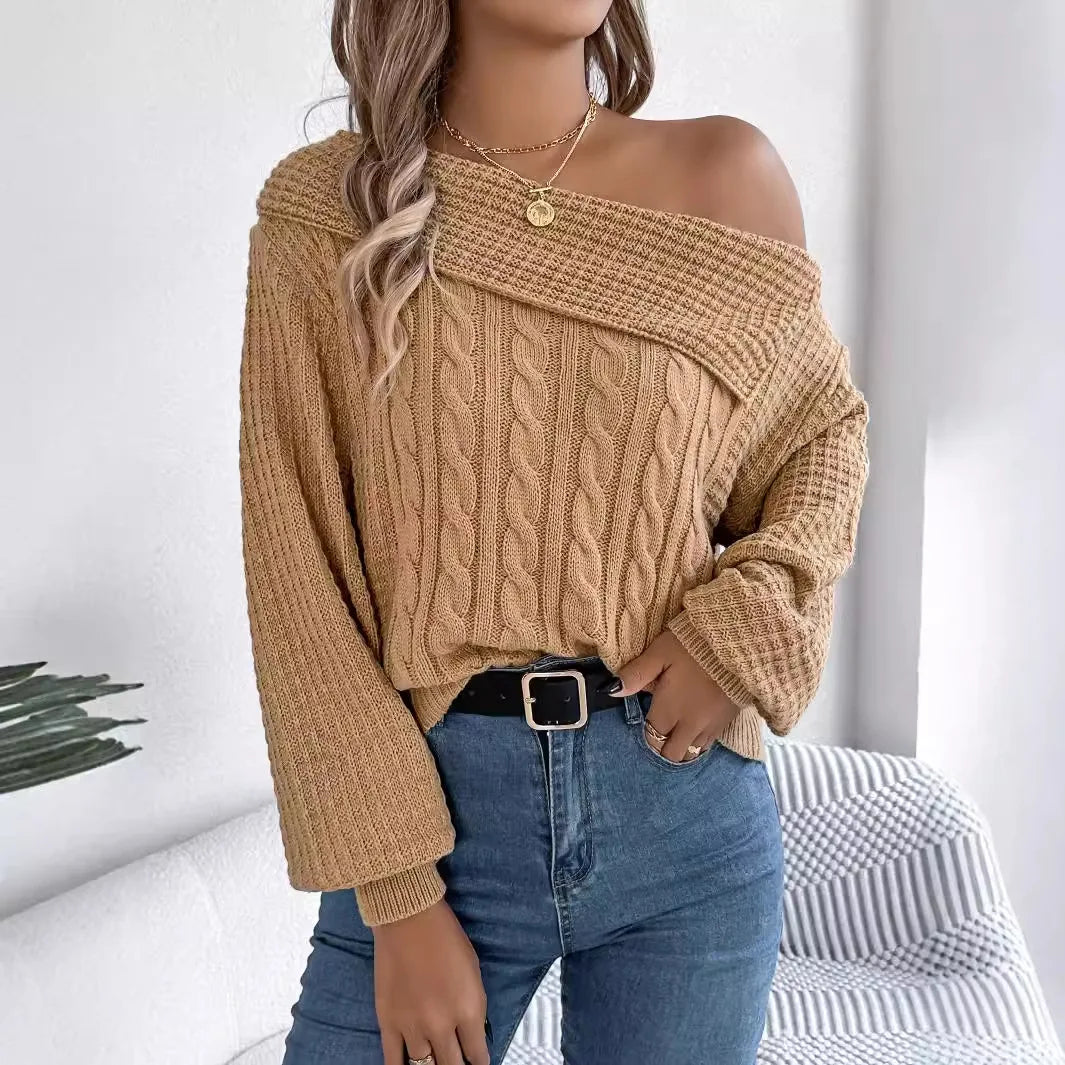 Nora | Moderner Strickpullover Mit Schulterfreiem Look