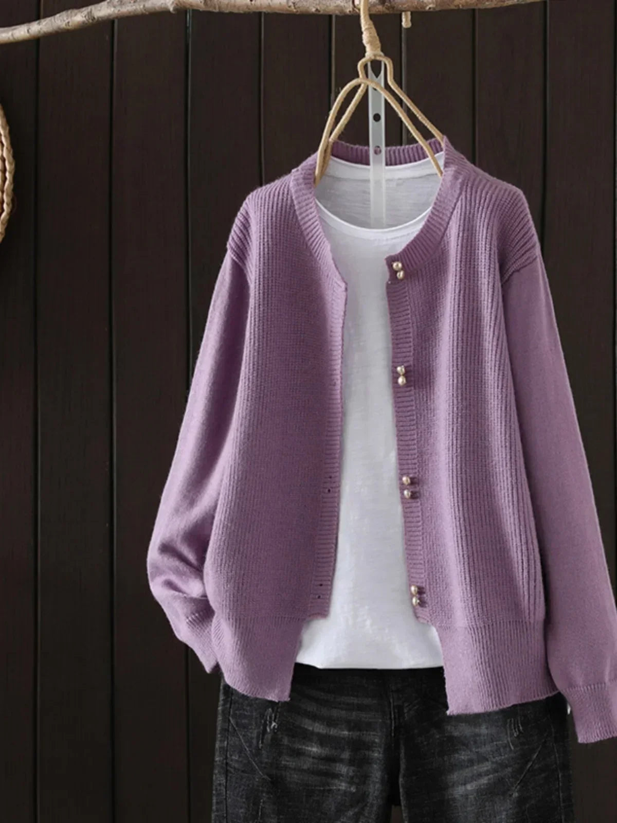 Nina | Strickcardigan für Damen mit zarten Perlenakzenten