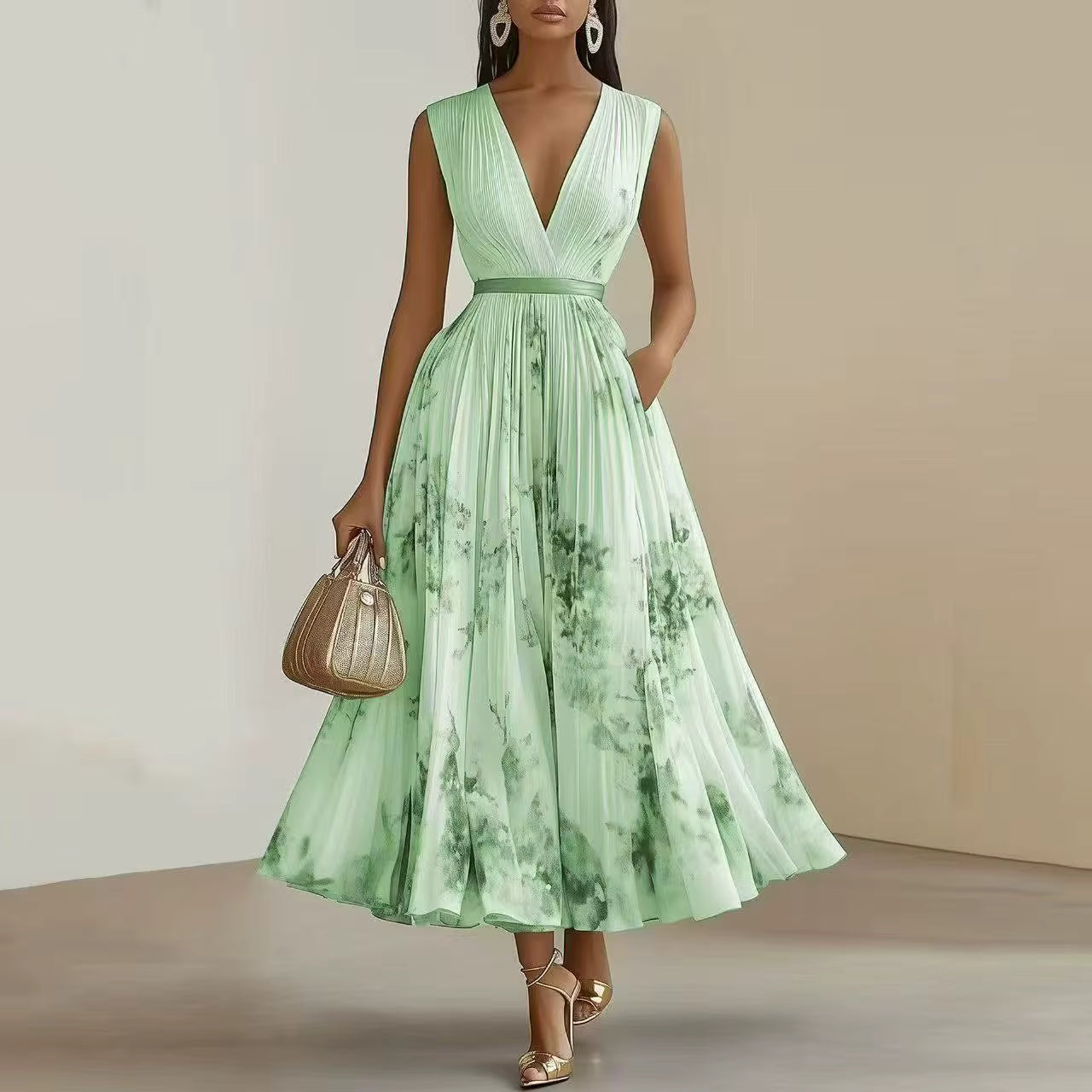 Lena | Damen Maxikleid elegant modern plissiert