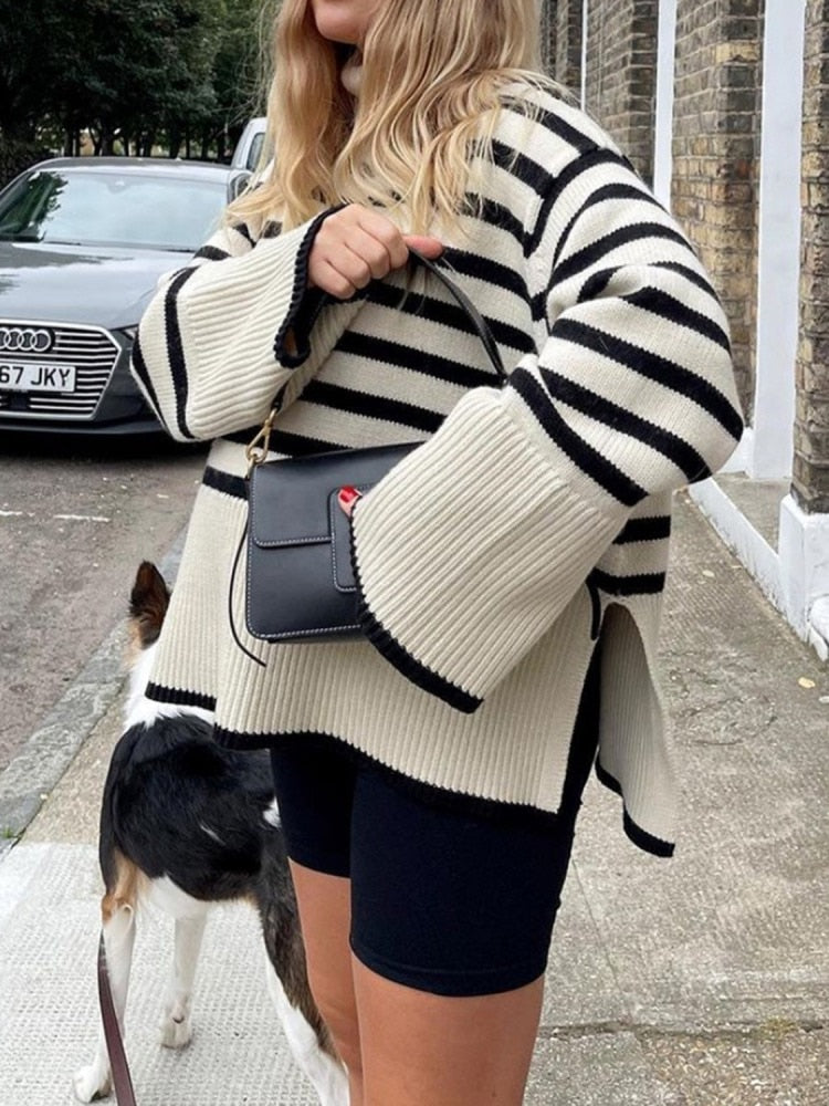 Leonie | Weicher Streifenpullover mit klassischem Kragen