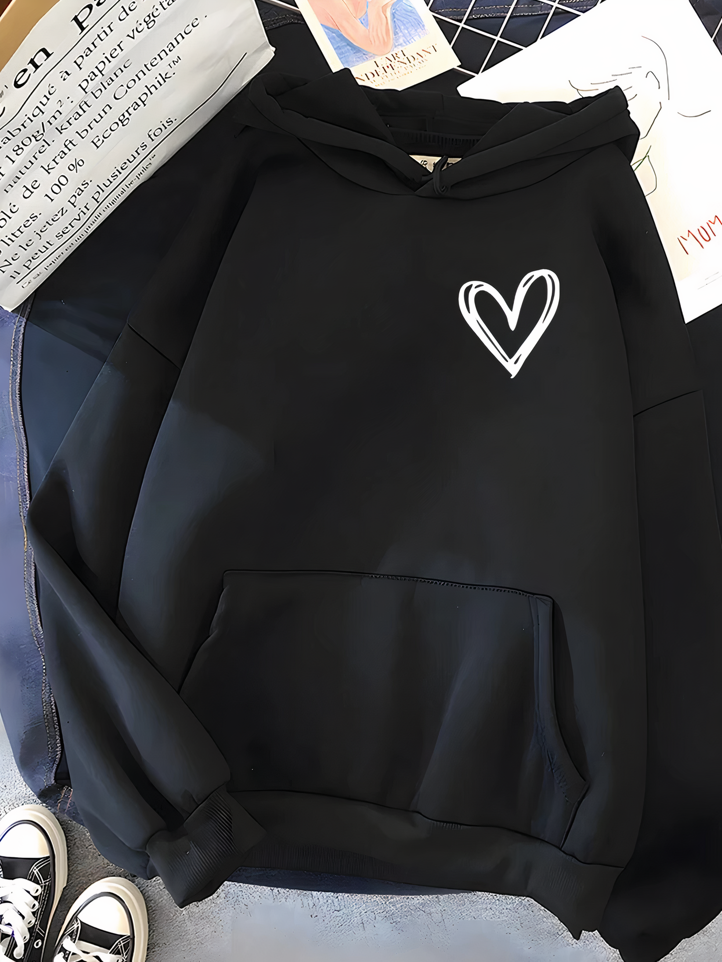 Mira | Lässiger Damen Hoodie mit süßem Herzmotiv