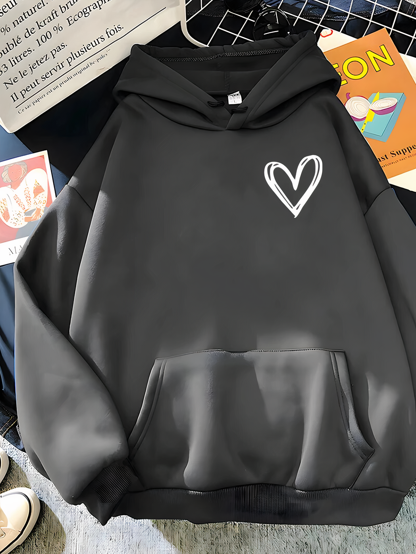 Mira | Lässiger Damen Hoodie mit süßem Herzmotiv