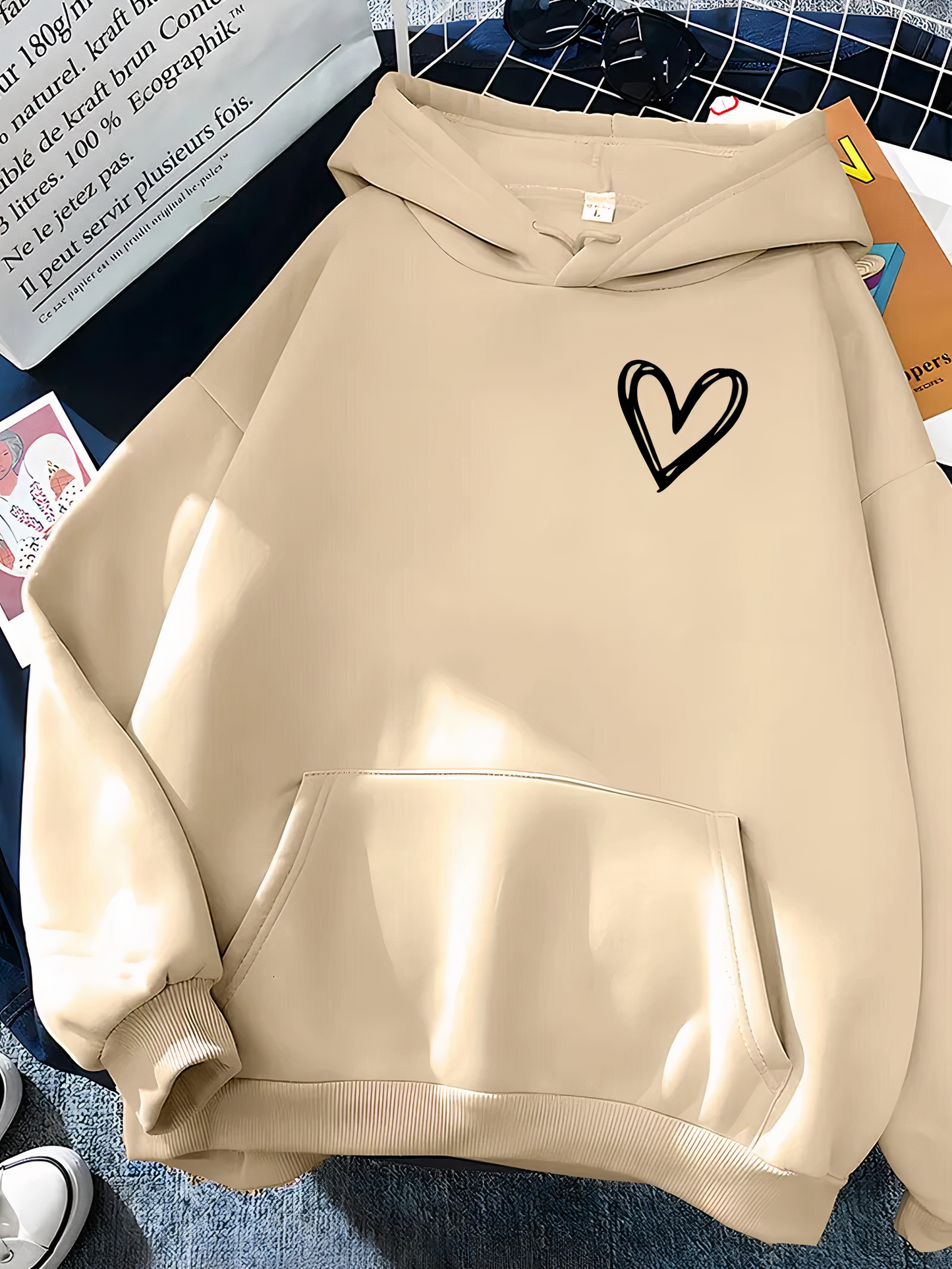 Mira | Lässiger Damen Hoodie mit süßem Herzmotiv