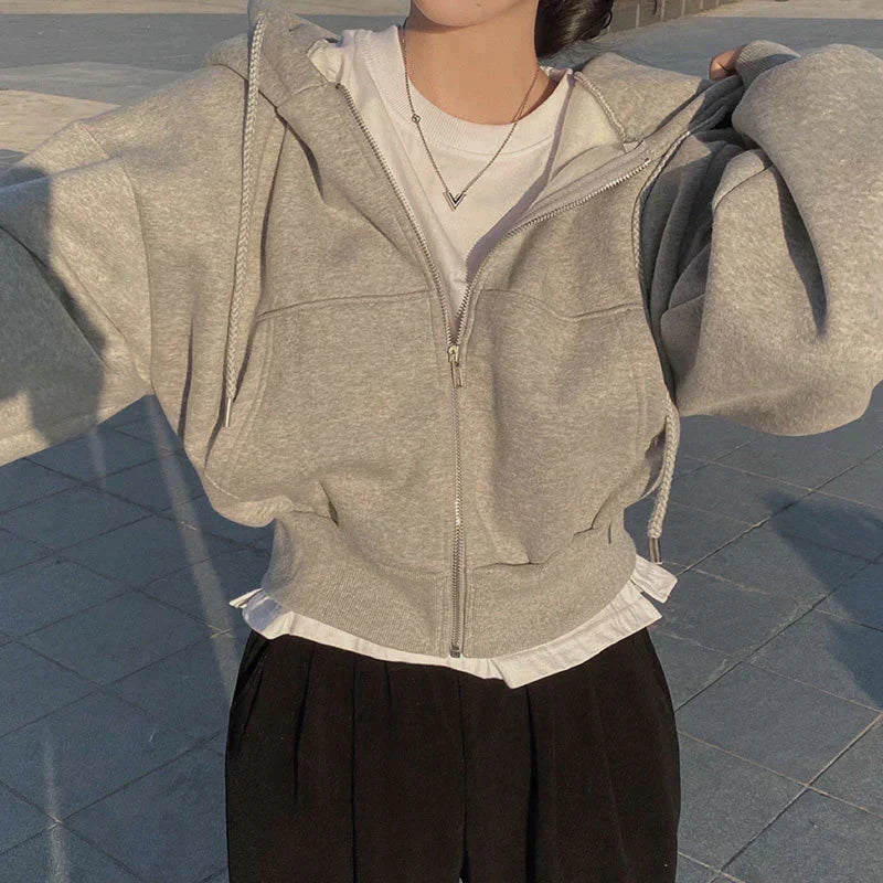 Hanna | Lässiges Sweatshirt Damen mit Reißverschluss