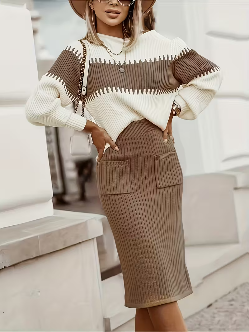 Laura | Modisches Zweiteiler Damen Set mit Pullover und Hose