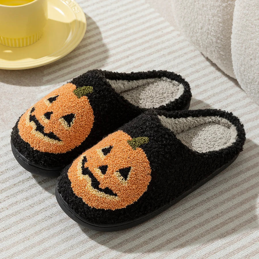 Mia | Bequeme Hausschuhe mit Halloween-Kürbismotiv