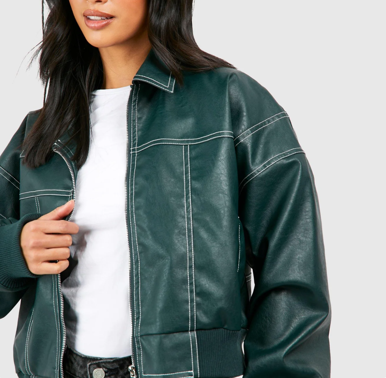 Isabel | Bequeme Damen Lederjacke in Plus Size mit Zipper